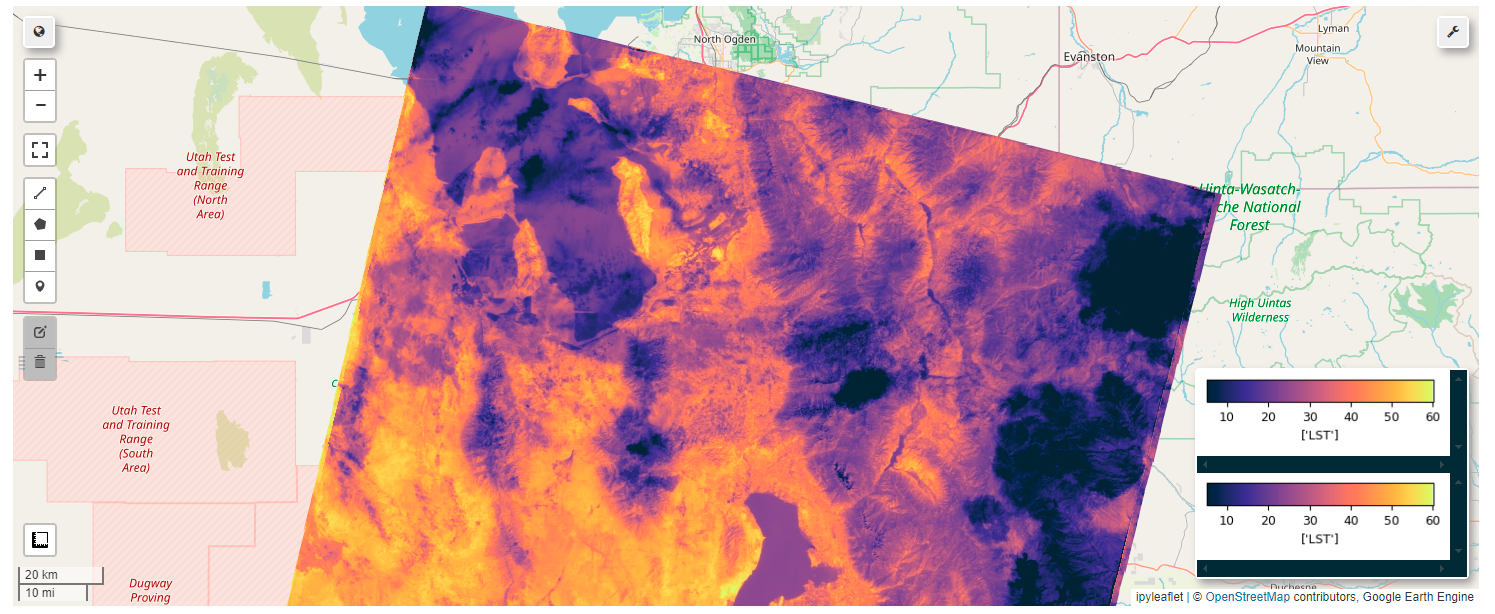 Example of Mean Land Surface Temperature Map Output from Above Cell