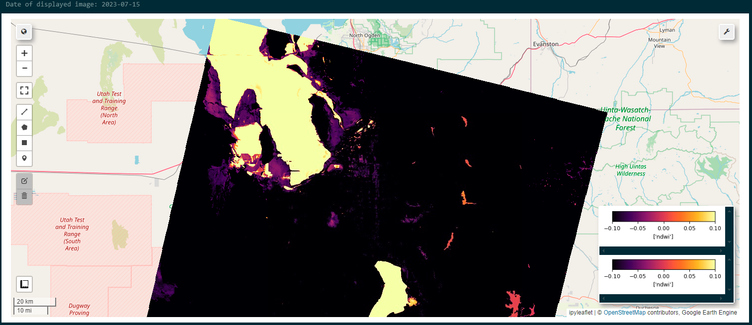 Example of NDWI Map Output from Above Cell